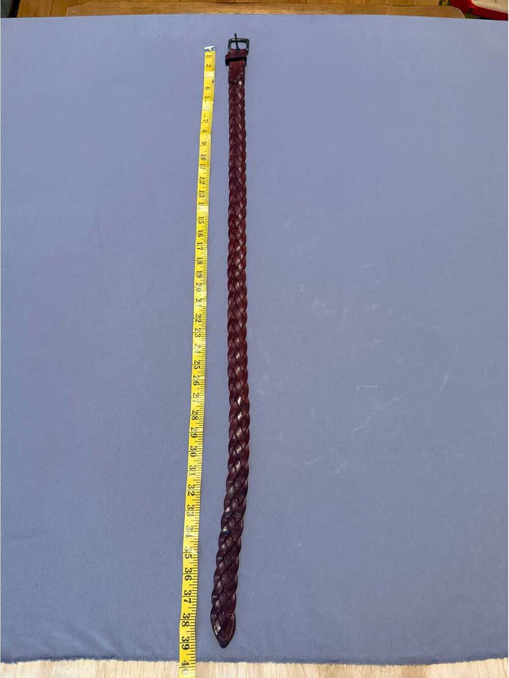 Vintage Brown Braided Genuine Leather Belt – Woven Boho Western – Approx. 38”